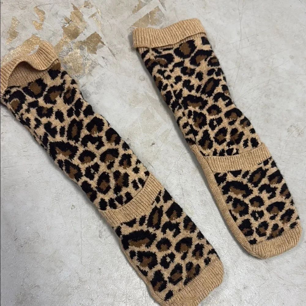 Leopard Print Cozy Socks - Thick Grip Bottom Leopard Socks - Size 6-9 Women’s